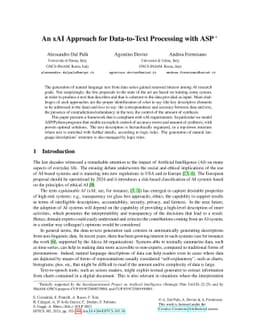 An xAI Approach for Data-to-Text Processing with ASP