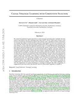 Causal Strategic Learning with Competitive Selection
