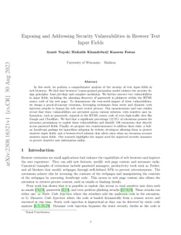 Exposing and Addressing Security Vulnerabilities in Browser Text Input
  Fields