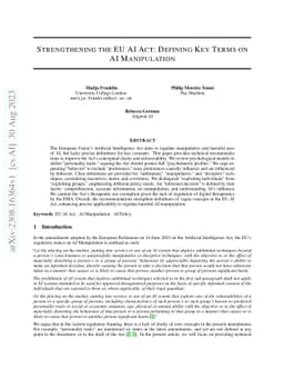Strengthening the EU AI Act: Defining Key Terms on AI Manipulation