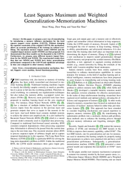 Least Squares Maximum and Weighted Generalization-Memorization Machines