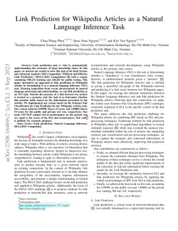 Link Prediction for Wikipedia Articles as a Natural Language Inference
  Task
