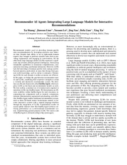 Recommender AI Agent: Integrating Large Language Models for Interactive
  Recommendations