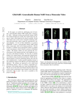 GHuNeRF: Generalizable Human NeRF from a Monocular Video