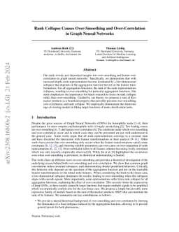 Rank Collapse Causes Over-Smoothing and Over-Correlation in Graph Neural
  Networks