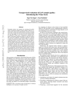 Unsupervised evaluation of GAN sample quality: Introducing the TTJac
  Score
