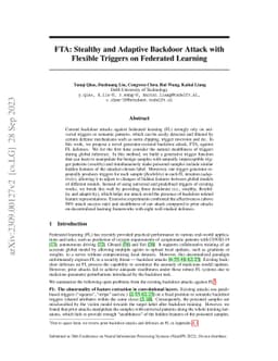 FTA: Stealthy and Adaptive Backdoor Attack with Flexible Triggers on
  Federated Learning