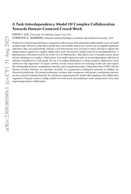 A Task-Interdependency Model of Complex Collaboration Towards
  Human-Centered Crowd Work
