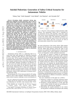 Suicidal Pedestrian: Generation of Safety-Critical Scenarios for
  Autonomous Vehicles