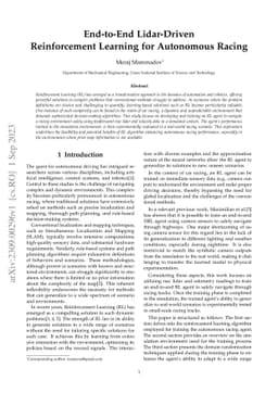 End-to-end Lidar-Driven Reinforcement Learning for Autonomous Racing