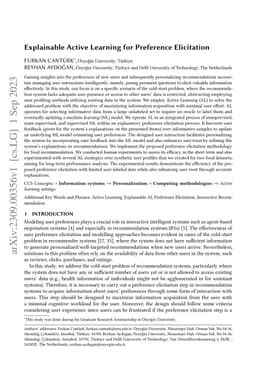 Explainable Active Learning for Preference Elicitation