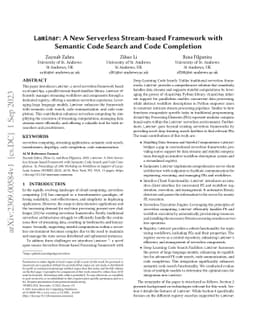 Laminar: A New Serverless Stream-based Framework with Semantic Code
  Search and Code Completion