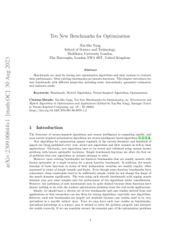 Ten New Benchmarks for Optimization