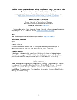 GPT has become financially literate: Insights from financial literacy
  tests of GPT and a preliminary test of how people use it as a source of
  advice
