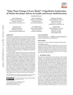"Make Them Change it Every Week!": A Qualitative Exploration of Online
  Developer Advice on Usable and Secure Authentication