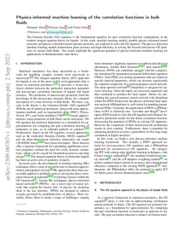 Physics-informed machine learning of the correlation functions in bulk
  fluids