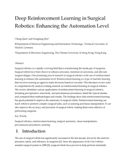 Deep Reinforcement Learning in Surgical Robotics: Enhancing the
  Automation Level