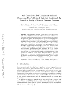 Are Current CCPA Compliant Banners Conveying User's Desired Opt-Out
  Decisions? An Empirical Study of Cookie Consent Banners