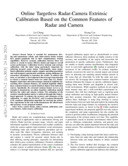 Online Targetless Radar-Camera Extrinsic Calibration Based on the Common
  Features of Radar and Camera