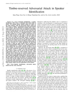 Timbre-reserved Adversarial Attack in Speaker Identification