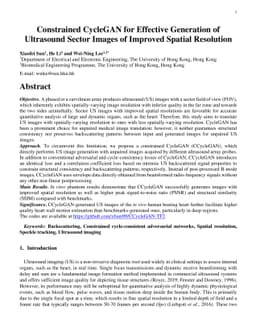 Constrained CycleGAN for Effective Generation of Ultrasound Sector
  Images of Improved Spatial Resolution