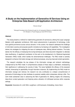 A Study on the Implementation of Generative AI Services Using an
  Enterprise Data-Based LLM Application Architecture
