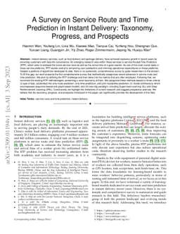 A Survey on Service Route and Time Prediction in Instant Delivery:
  Taxonomy, Progress, and Prospects