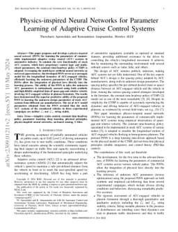 Physics-inspired Neural Networks for Parameter Learning of Adaptive
  Cruise Control Systems