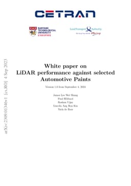 White paper on LiDAR performance against selected Automotive Paints