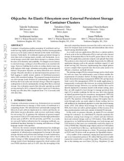 Objcache: An Elastic Filesystem over External Persistent Storage for
  Container Clusters