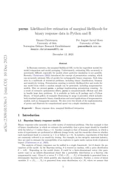 perms: Likelihood-free estimation of marginal likelihoods for binary
  response data in Python and R