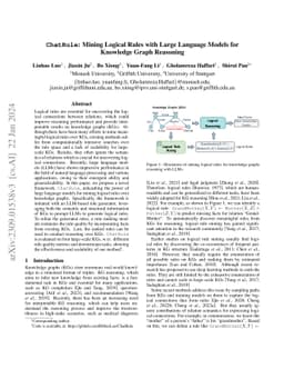 ChatRule: Mining Logical Rules with Large Language Models for Knowledge
  Graph Reasoning