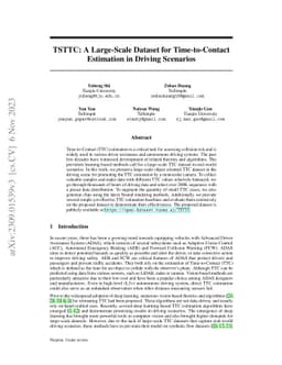 TSTTC: A Large-Scale Dataset for Time-to-Contact Estimation in Driving
  Scenarios