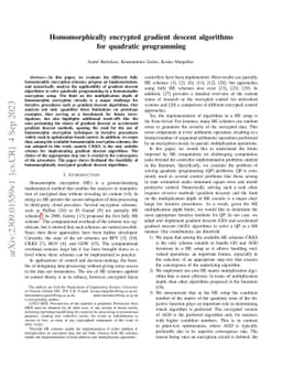 Homomorphically encrypted gradient descent algorithms for quadratic
  programming