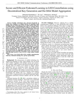 Secure and Efficient Federated Learning in LEO Constellations using
  Decentralized Key Generation and On-Orbit Model Aggregation