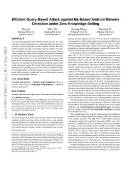 Efficient Query-Based Attack against ML-Based Android Malware Detection
  under Zero Knowledge Setting