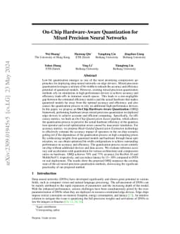 On-Chip Hardware-Aware Quantization for Mixed Precision Neural Networks