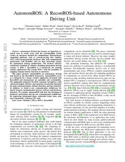 AutonomROS: A ReconROS-based Autonomous Driving Unit