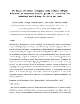 The Impact of Artificial Intelligence on the Evolution of Digital
  Education: A Comparative Study of OpenAI Text Generation Tools including
  ChatGPT, Bing Chat, Bard, and Ernie