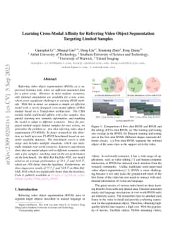 Learning Cross-Modal Affinity for Referring Video Object Segmentation
  Targeting Limited Samples