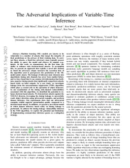 The Adversarial Implications of Variable-Time Inference