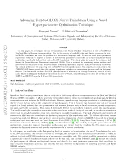 Advancing Text-to-GLOSS Neural Translation Using a Novel Hyper-parameter
  Optimization Technique