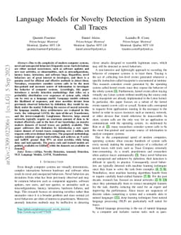Language Models for Novelty Detection in System Call Traces