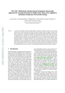 MA-VAE: Multi-head Attention-based Variational Autoencoder Approach for
  Anomaly Detection in Multivariate Time-series Applied to Automotive Endurance
  Powertrain Testing
