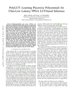 PolyLUT: Learning Piecewise Polynomials for Ultra-Low Latency FPGA
  LUT-based Inference