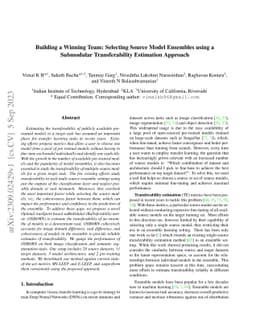 Building a Winning Team: Selecting Source Model Ensembles using a
  Submodular Transferability Estimation Approach