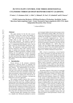 Active flow control for three-dimensional cylinders through deep
  reinforcement learning