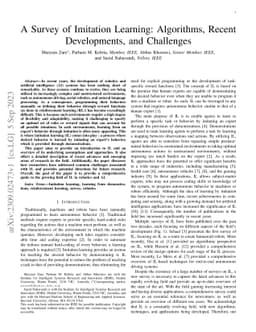 A Survey of Imitation Learning: Algorithms, Recent Developments, and
  Challenges