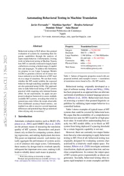 Automating Behavioral Testing in Machine Translation