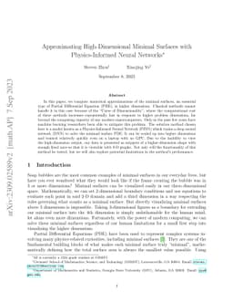 Approximating High-Dimensional Minimal Surfaces with Physics-Informed
  Neural Networks